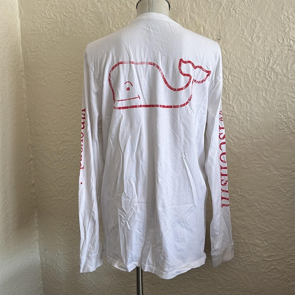Vineyard Vines UW Madison Wisconsin Badgers Whale Long Sleeve White Red Shirt L